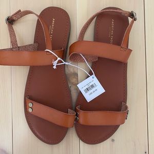 American Eagle Cognac Brown Strap Sandals - Size 8